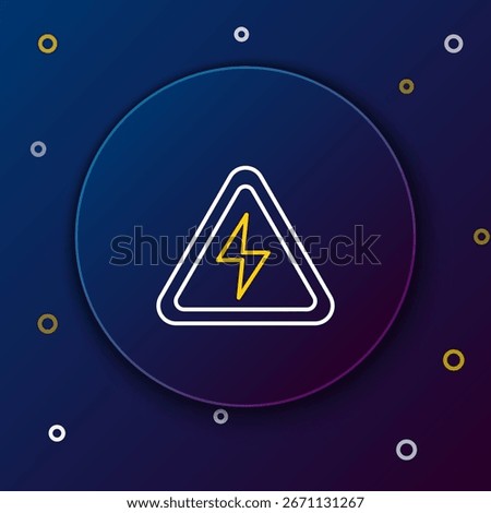 Line High voltage sign icon isolated on blue background. Danger symbol. Arrow in triangle. Warning icon. Colorful outline concept. Vector