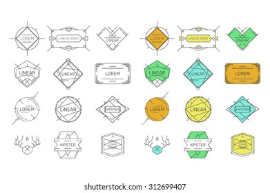 Line hipster emblems and badges.