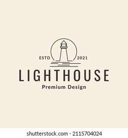 line hipster lighthouse logo design, vector graphic symbol icon illustration