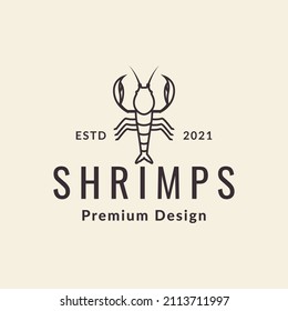 line hipster shrimp logo design, vector graphic symbol icon sign illustration