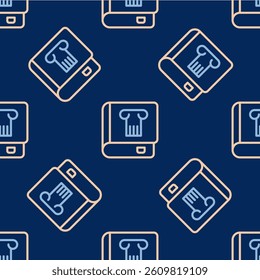Line History book icon isolated seamless pattern on blue background.  Vector