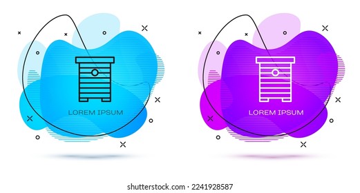 Line Hive for bees icon isolated on white background. Beehive symbol. Apiary and beekeeping. Sweet natural food. Abstract banner with liquid shapes. Vector