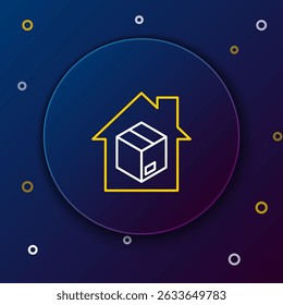 Line Home delivery services icon isolated on blue background. Colorful outline concept. Vector