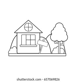 line home with design next to tree