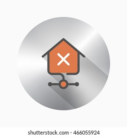 Line home network error  icon, Vector flat long shadow design. EPS10