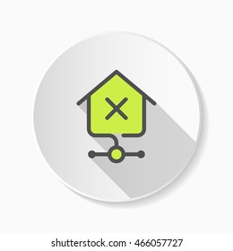 Line home network error  icon, Vector flat long shadow design. EPS10