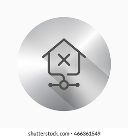 Line home network error  icon, Vector flat long shadow design. EPS10