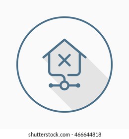 Line home network error  icon, Vector flat long shadow design. EPS10