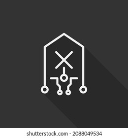 Line home network error vector icon, flat design, long shadow, eps10