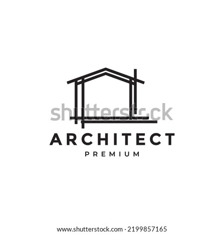 line home structure construction logo
