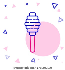 Line Honey dipper stick icon isolated on white background. Honey ladle. Colorful outline concept. Vector Illustration