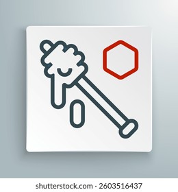 Line Honey dipper stick icon isolated on white background. Honey ladle. Colorful outline concept. Vector