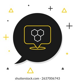 Line Honeycomb bee location map pin pointer icon isolated on white background. Farm animal map pointer. Colorful outline concept. Vector