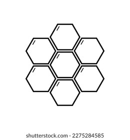 Line honeycomb vector icon. Bees hive symbol. Vector illustration isolated on white background.