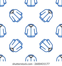 Line Hoodie icon isolated seamless pattern on white background. Hooded sweatshirt. Colorful outline concept. Vector