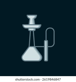 Line Hookah icon isolated on black background. Flat filled outline style with shadow. Vector