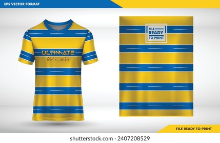 línea horizontal amarillo y azul oscuro Color de la plantilla de la camiseta de fútbol diseño de camiseta de deporte