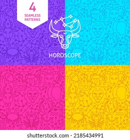 Line Horoscope Patterns. Vector Illustration of Outline Background.
