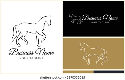 line horse farm template logo