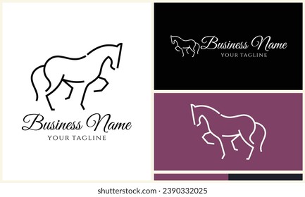 line horse farm template logo