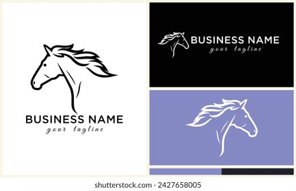 line horse head logo design