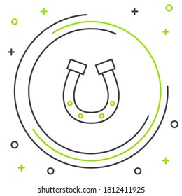 Line Horseshoe icon isolated on white background. Colorful outline concept. Vector