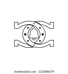 line horseshoe interlocking logo design vector.