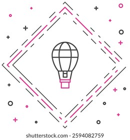 Line Hot air balloon icon isolated on white background. Air transport for travel. Colorful outline concept. Vector Illustration