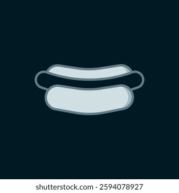 Line Hotdog sandwich icon isolated on black background. Sausage icon. Fast food sign. Flat filled outline style with shadow. Vector