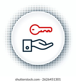 Line Hotel door lock key icon isolated on white background. Colorful outline concept. Vector