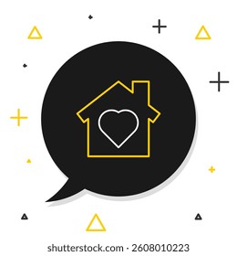 Line House with heart inside icon isolated on white background. Love home symbol. Family, real estate and realty. Colorful outline concept. Vector
