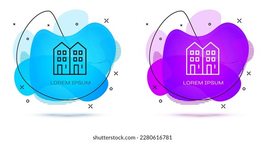 Line House icon isolated on white background. Home symbol. Abstract banner with liquid shapes. Vector