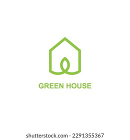 Icono de casa de línea con concepto de hoja. Símbolo de la casa verde vector.