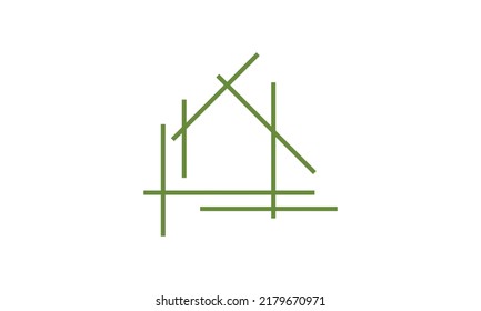 Line House Logo. Usable for Real Estate, Construction, Architecture and Building Logos. Flat Vector Logo Design Template Element
