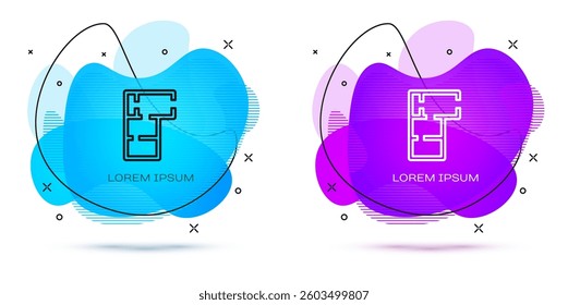 Line House plan icon isolated on white background. Abstract banner with liquid shapes. Vector