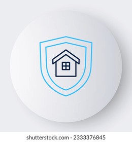 Line House with shield icon isolated on white background. Insurance concept. Security, safety, protection, protect concept. Colorful outline concept. Vector