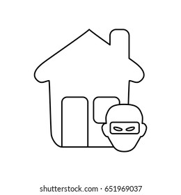 line house with thief danger symbol
