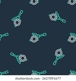 Line Howitzer icon isolated seamless pattern on black background. Shooting from a gun. Artillery.  Vector