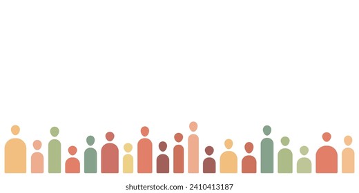 A line of human figures vector illustration, diverse people abstract banner design concept