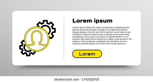 Line Human with gear icon isolated on white background. Artificial intelligence. Thinking brain sign. Symbol work of brain. Colorful outline concept. Vector