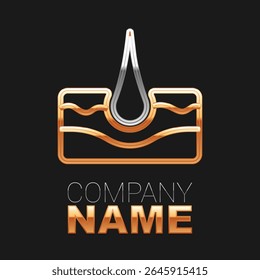 Line Human hair follicle icon isolated on black background. Hair care treatment. Colorful outline concept. Vector