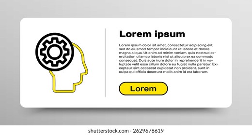 Line Human head with gear inside icon isolated on white background. Artificial intelligence. Thinking brain sign. Symbol work of brain. Colorful outline concept. Vector