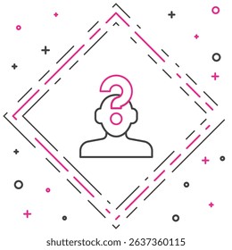 Line Human head with question mark icon isolated on white background. Colorful outline concept. Vector