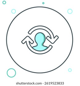 Line Human resources icon isolated on white background. Concept of human resources management, professional staff research, head hunter job. Colorful outline concept. Vector