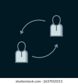 Line Human resources icon isolated on black background. Concept of human resources management, professional staff research, head hunter job. Flat filled outline style with shadow. Vector