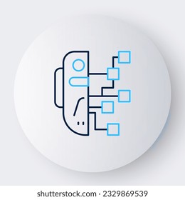 Line Humanoid robot icon isolated on white background. Artificial intelligence, machine learning, cloud computing. Colorful outline concept. Vector