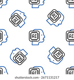 Icono de robot humanoide aislado sin patrón en el fondo blanco. Inteligencia artificial, aprendizaje automático, computación en la nube. Concepto de contorno colorido. Vector