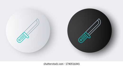Das Messersymbol der Linie Jäger wurde auf grauem Hintergrund isoliert. Armeemesser. Farbenfrohe Kontur. Vector