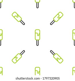 Line Ice cream icon isolated seamless pattern on white background. Sweet symbol.  Vector Illustration