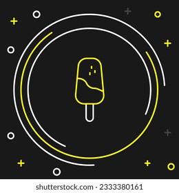 Line Ice cream icon isolated on black background. Sweet symbol. Colorful outline concept. Vector